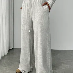 dockstreet Women Striped Grey Track Pants image 1