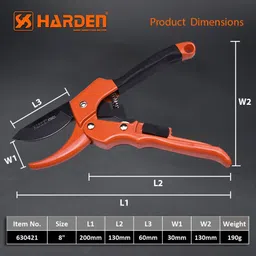 harden 8" (200mm) Garden Pruner, SK5 Steel Blade, Designed to Cut 1.5 cm Diameter Wood, One-Handed Safety Lock - 630421 Bypass Pruner image 4