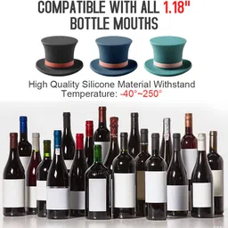 serplex Set of 3 Silicone Wine Bottle Stoppers Fun Top Hat Design Reusable Plugs Silicone Bottle Stopper image 3
