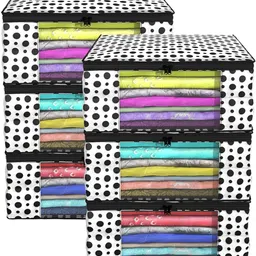 calado Black and White Saree Cover Material Non-Woven, Pack of 12 Polyester Collapsible Wardrobe image 5