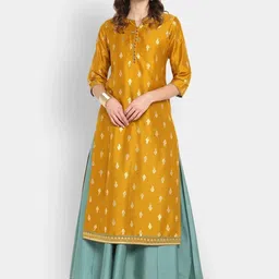 janasya Women Poly Silk Kurta Skirt Ethnic Jacket Set-picture-13