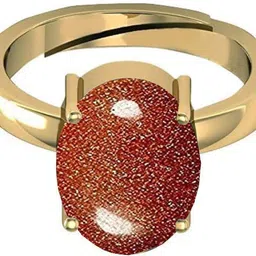 Natural 11.25 Ratti 10.25 Crt Sunstone Sunsitara Ring Panchdhatu Adjustable Ring Brass Gold Plated Ring-image-46