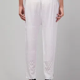 vizcon hub Women Loose Fit White Viscose Rayon Trousers image 2