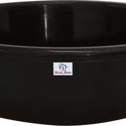 heart home Plastic Unbreakable Plastic Knead Dough Basket/Basin Bowl 6 Ltr- Pack of 2(Black & Grey) Storage Basket image 2