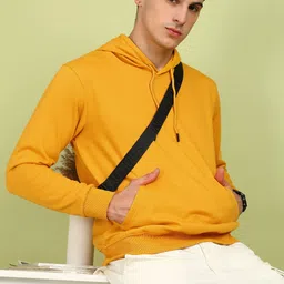 alan jones Men Full Sleeve Solid Hooded Sweatshirt image 1