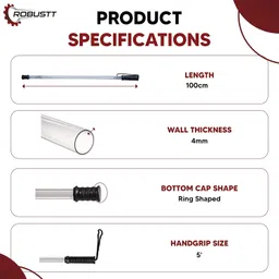 robust mart Robustt Polycarbonate Security Stick (Pack of 3) Lightweight Durable 42 inches Walking Stick image 3