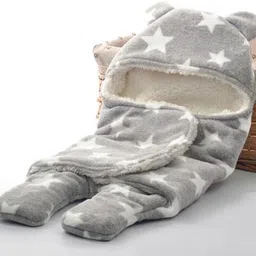 naman Printed Single Hooded Baby Blanket for AC Room image 2