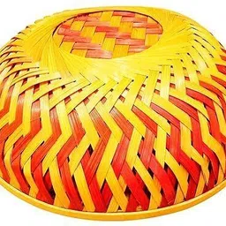 pooja ghar Handmade Colorful Round Shape Bamboo Basket for Wedding and Festival - 4 Inches Bamboo Fruit & Vegetable Basket image 3