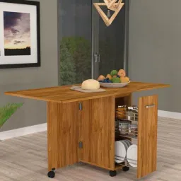specialitypanels Adam 6 Seater Folding Table in Plateau Apple Finish with Crockery unit & Storage-picture-30