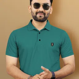 vebnor Men Solid Polo Neck Polyester Dark Blue T-Shirt-picture-25