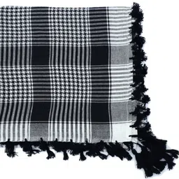 villa trend Checkered Cotton Blend Men Black, White Scarf, Stole, Fancy Scarf image 3