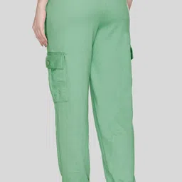 white moon Women Solid Green Track Pants image 2