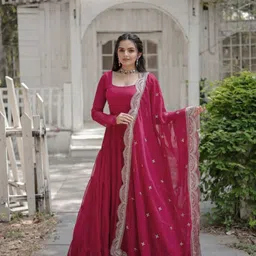 wedani lifestyle Solid Georgette Stitched Anarkali Gown image 1