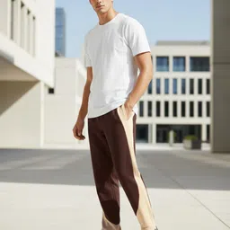 glitchez Men Colorblock Brown Track Pants image 4