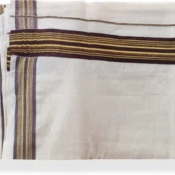 Chithra Fabrics CF 4216 Coffee Gold Fancy Mens Dhoti 4.00m Solid Men Dhoti image 3