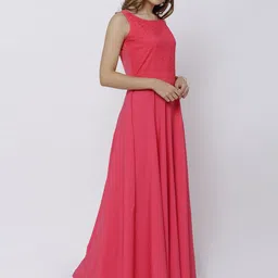 tokyo talkies Women Maxi Pink Full Length Dress image 4