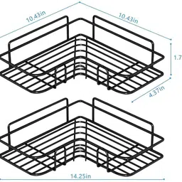 dxdt Multipurpose L Shape (Pack of 2) Wall Mounted Corner Shelf/Self Adhesive Stainless Steel Wall Shelf image 3