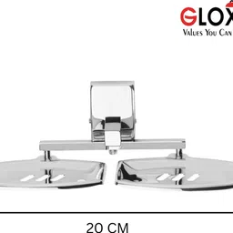 gloxy Wall Mounted Double Soap Stand | Durable & Rust Proof Bathroom Soap Case Holder 8 inch 1 Bar Towel Rod image 2
