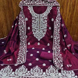 suha Unstitched Chanderi Kurta & Palazzo Material Embroidered-picture-12