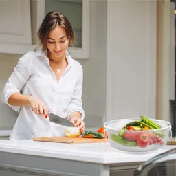 prabha Stainless Steel 28cm Fridge Basket Round, Basket with Handles Dishwasher Safe Colander image 5