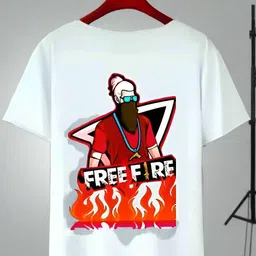 kpesto Men Printed Round Neck Polycotton White T-Shirt-picture-15