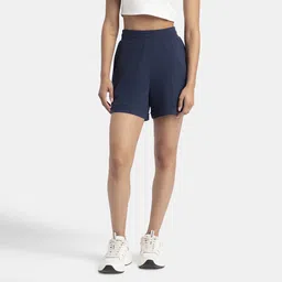 jockey Solid Women Dark Blue Casual Shorts-picture-25