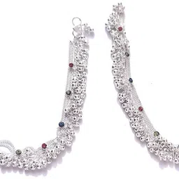 manmora Anklet Silver Ghunguru Oxidized Steel Payal Leg Chain Anklet for Woman Silver Anklet image 4