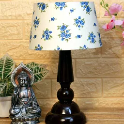 Petunia Off White Fabric Shade Night Lamp With Wood Base By BrightDaisy image 2