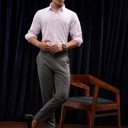 highlander Men Tapered Grey Cotton Blend Trousers image 3