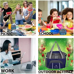 taschen All Age Combo Offer Lunch Bags Branded Trendy Premium Quality Carry on School Office & Picnic (Sky Blue+Black 3014+3013) Waterproof Lunch Bag image 4