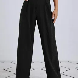 next one Women Loose Fit Black Lycra Blend Trousers-picture-23