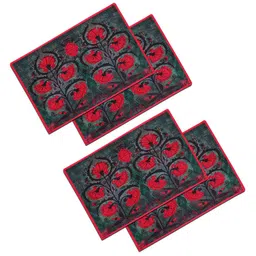 sej by nisha gupta Koi Floral (12x18) Grey & Red Poly Cotton (Set of 4) Placemat image 2