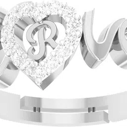 kanak jewels Love Collection letter R American Diamond Lovers Design Silver plated Ring Brass Cubic Zirconia Silver Plated Ring-picture-27