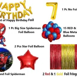 groovy dudz Spiderman Theme Birthday Decoration Items or Kit Gold Foil-52pcs 7th birthday image 2