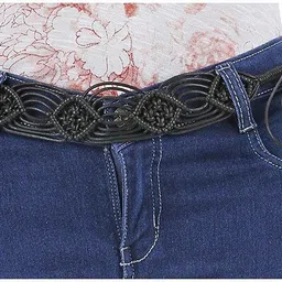 aakriti Women Party Black Fabric Belt image 3