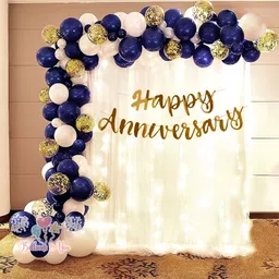 balloon&you Solid Happy Anniversary Decoration With White Net Curtain & Led Light For Husband Wife Balloon-picture-24