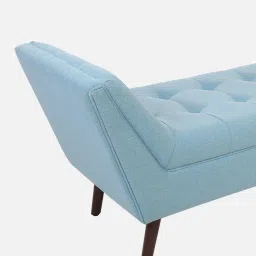 casacraft from pepperfry Orion Chenille Fabric Chaise Lounger In Ice Blue Color image 5