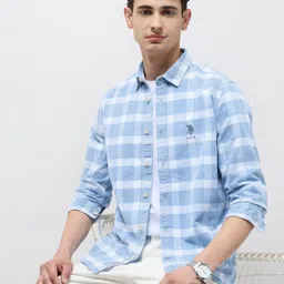u.s. polo assn. denim co. Men Slim Fit Checkered Spread Collar Casual Shirt-picture-22