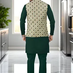 trust ous Men Cotton Blend Kurta Pyjama Ethnic Jacket Set image 4