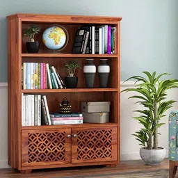 handwoody Wooden Book Shelf for Living Room | SolidWood Bookcase Shelf with 3 Shelves Solid Wood Semi-Open Book Shelf-picture-11