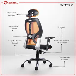 cellbell Taurus C100 Lite High Back Comfortable Mesh Office Arm Chair image 3