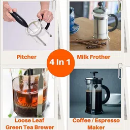 instacuppa French Press Coffee Maker 600 ML, 4 Part Superior Filtration System, Heat Resistant Borosilicate Carafe with Measurement Markings 6 Cups Coffee Maker image 3