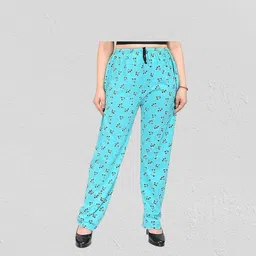 skwardrobe Women Printed Light Blue Track Pants image 5