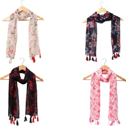 riddle needle Printed Chiffon Women Multicolor Scarf, Stole, Fancy Scarf-picture-22