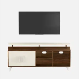 bluewud Skiddo TV Unit In Brown Maple & White Finish For TV Upto 50 Inch image 4