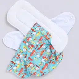 rbastic Reusable Cloth Diaper with Absorbent Inserts – Car Print Torquise image 4