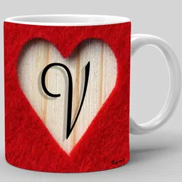 kgvr1 "Letter V Alphabet with Red Heart"Best Gift For Him And Her A True Love|Printed Ceramic Coffee Mug-picture-25
