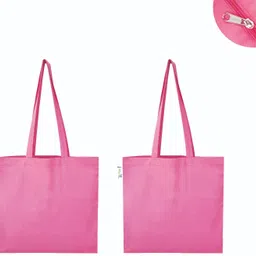 vantagekart Cotton Plain Tote Shopping Bags With Zip Pack of 2 Grocery Bags-picture-10