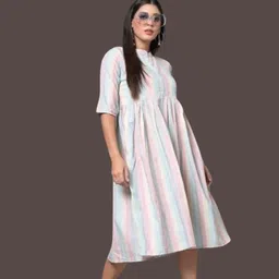 theicon Women Fit and Flare Multicolor Knee Length Dress image 1