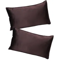 the conversion Coffee Solid 210TC Satin 17 x 27 Inches Pillow Covers (Set of 2) image 2